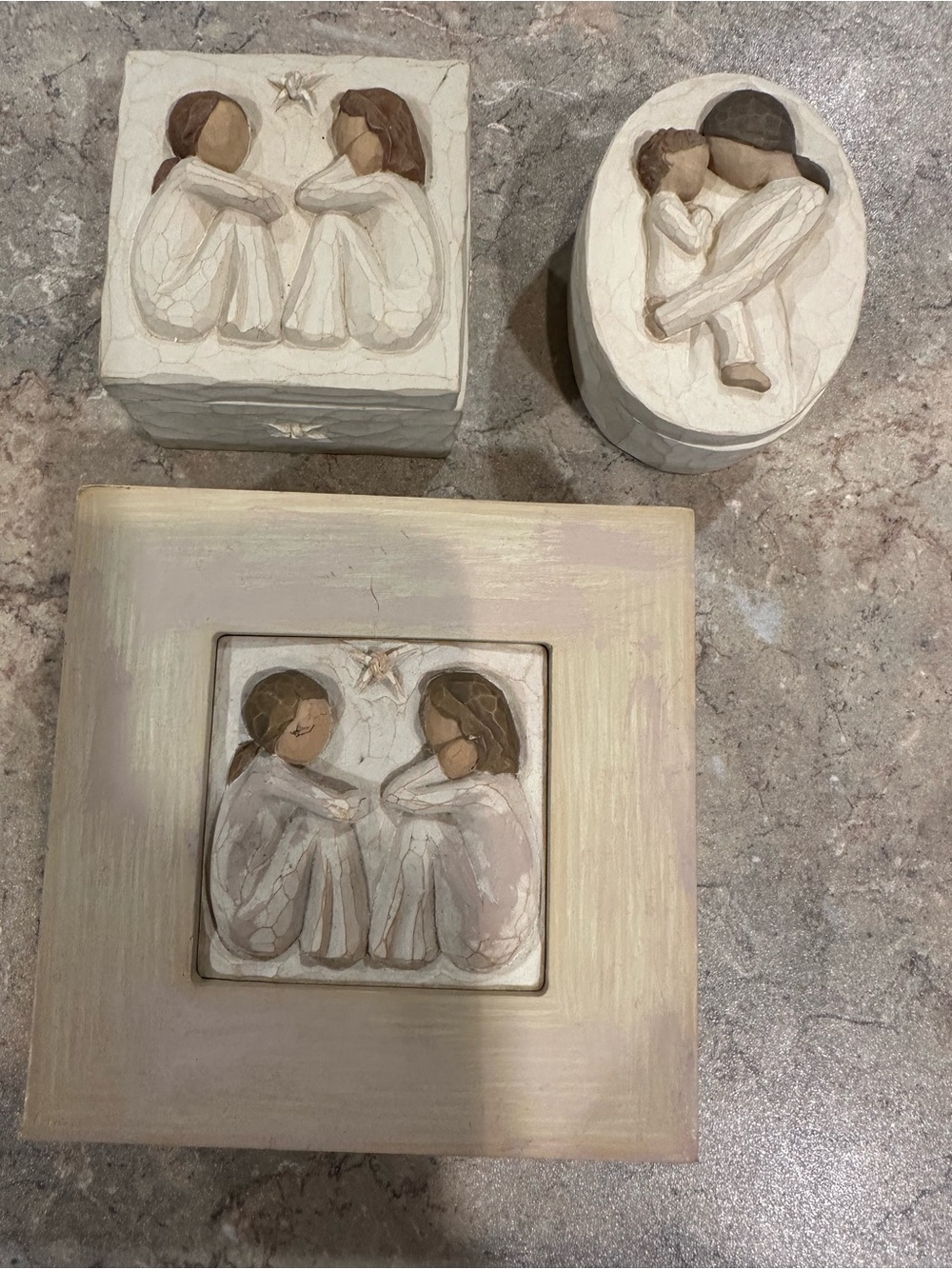 Demdaco Cream and Brown Willow Tree-Inspired Keepsake Box Set